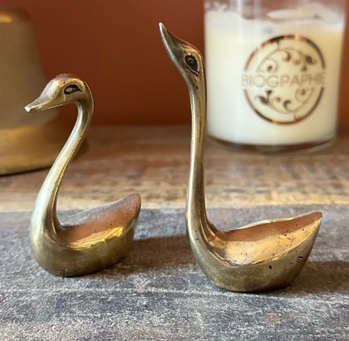 Vintage solid brass swan - vintage,