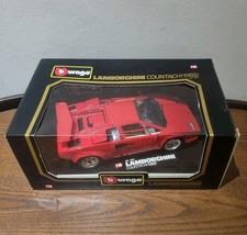 Lamborghini Countach 1988 Burago 1:18 Die Cast Model Car Red 3047 – Boxed