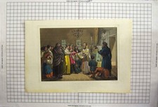 Original Old Antique Print A Lanxani Church Prayer Candles