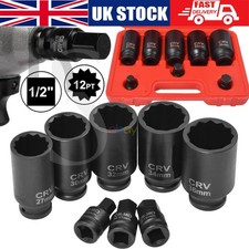 FOR VW Audi Impact Hub Nut Sockets 12pt 27 30 32 34 36mm & 14 17 19mm Hex Bits