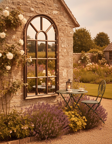 Outdoor arched garden mirror - outdoor,