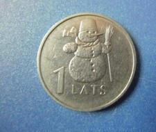 Z. Latvia 1 Lats 2007 Christmas SNOWMAN - Latvian coin collection