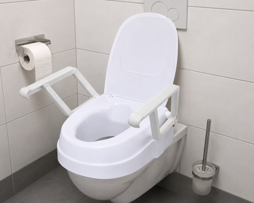 Raised toilet seat with - raised,