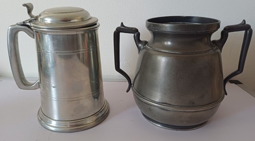Pewter stein and - and, jug