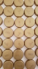 35 gold plastic juice bottle screw tops lids caps (Kids Art craft school)