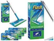 Flash Speed MOP + 6,12 Free Refill Starter Kit or Refills Wet, Dry Cloths Lemon