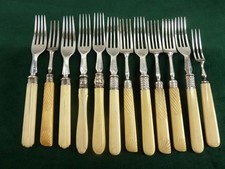 12 nice Vintage Cake forks mixed patterns #9