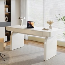 White 63in Desk with Drawers