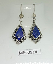 Afghan Handmade Tribal Earrings Lapis Lazuli Blue Gemstone Boho Ethnic Drop