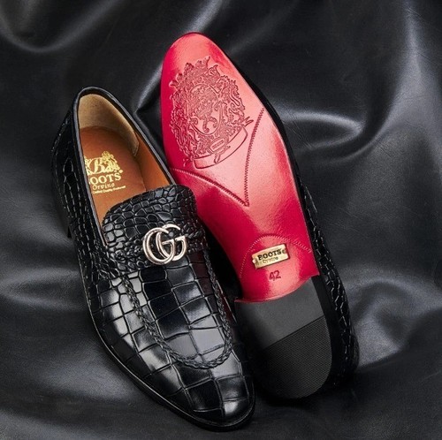 Handmade men black crocodile