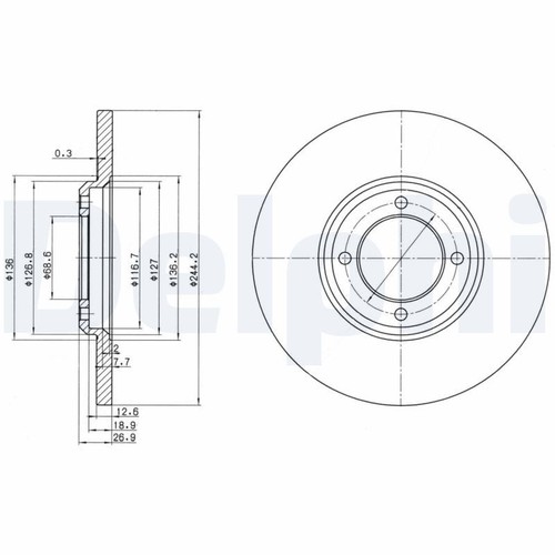 Brake disc delphi bg2061 - x2,