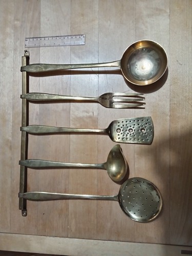 Vintage brass cutlery hanging - brass,