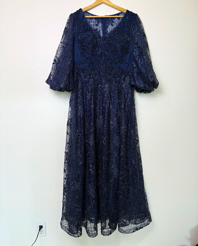 Mac duggal navy - navy, floral