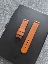 handmade luxury leather watch strap brown 20mm handstitched 