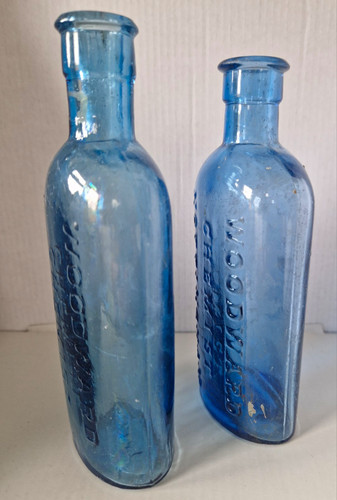 Pair antique embossed glass - embossed,