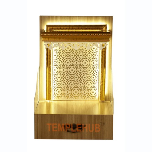 Wooden temple with led lights - with,