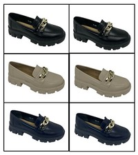 UK WOMEN'S FLAT CREEPER CHUNKY DOLLY LOAFERS SOLE LADIES SCHOOL WORK SHOES