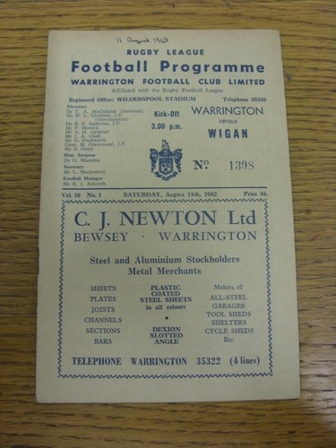 1962 rugby league - 11/08/1962,