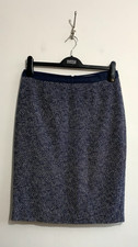 Boden Pencil Skirt Size 10 Navy Blue White Knee Length Cotton Blend