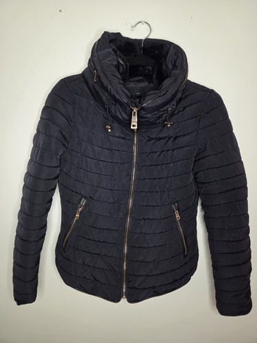 Zara puffer navy coat with - puffer,