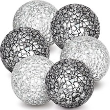 6 Pack Black Decorative Balls