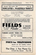 RUGBY LEAGUE PROGRAMME - Doncaster v Wakefield Trinity (18.08) 1951