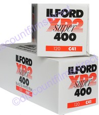 2 x ILFORD XP2 400 120 ROLL C.41 PROCESS CHEAP B&W CAMERA FILM - POST FREE