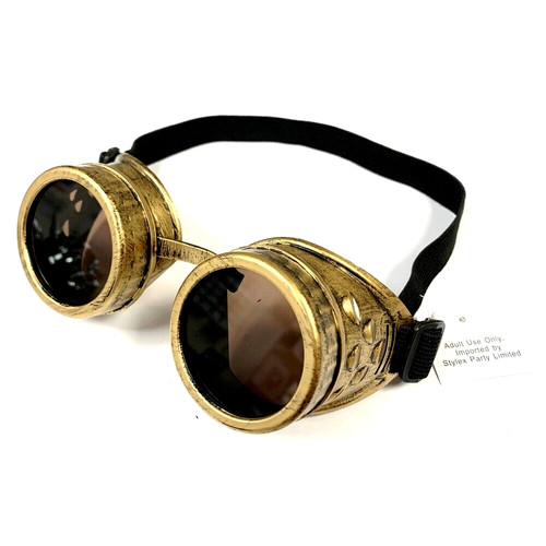 Steampunk goggles gold round - goggles,