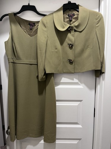 Olive green jacket dress - green, by
