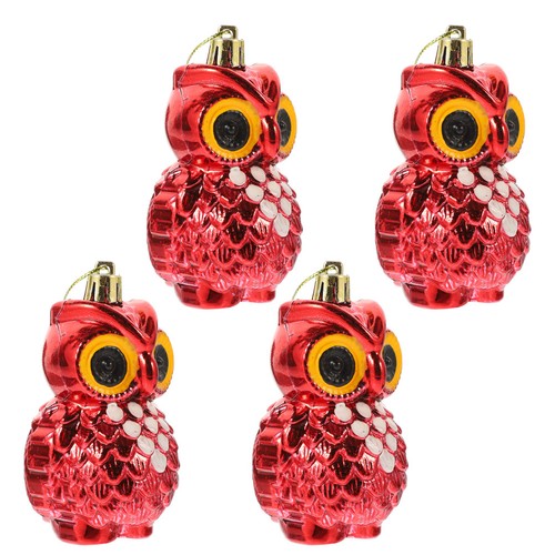 4pcs red xmas owl hanging - 4pcs,