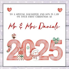 Personalised First Christmas Card Married As Mr & Mrs Daughter & Son in Law 1st