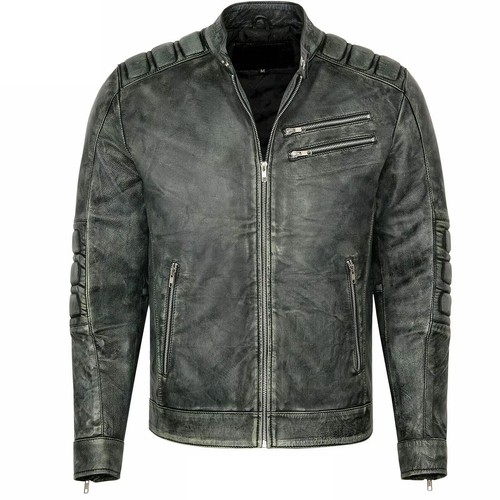 Men black distress biker - men's,