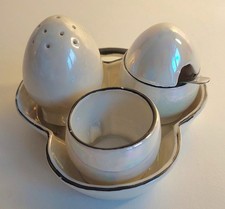 VINTAGE IRIDESCENT  CRUET TRIO