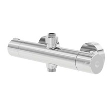 Bathroom Shower Mixer Push Button Exposed Valve Zinc Alloy Thermostatic Chrome