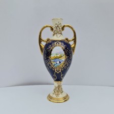 Coalport Twin Handled Vase Hand Painted by Malcolm Marnett Rural Landscape Scene