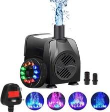 Submersible Water Fountain Pump with 12 LED Lights Aquarium Fish Tank Water Pump
