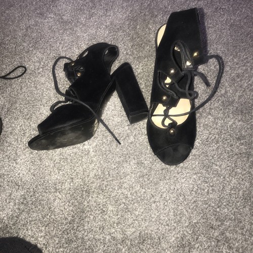 Black bebo heels lace suede - heels, up