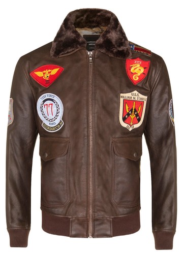 Men brown leather bomber - men's,