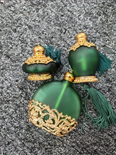 Green glass perfume bottles - green,