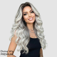 24 Inch Silver Ombre Curly Wig