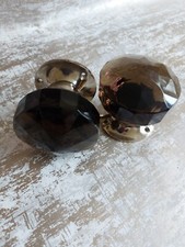 LARGE PAIR LAURA ASHLEY FRANCES SMOKED GLASS CHROME DOOR KNOBS LAST PAIR