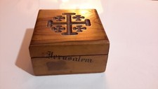 Jerusalem cross olive wood box, 7x7x4cm