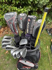 FULL SET OF RIGHT HAND ADAMS / LYNX GOLF CLUBS WITH POWAKADDY CART BAG.