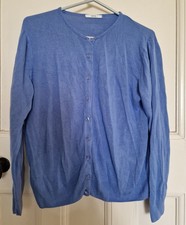 Marks and Spencer 16 Medium Blue Cardigan Round Neck Long Sleeves Acrylic M&S