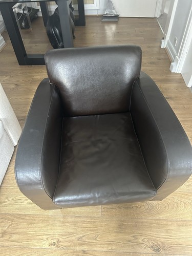Brown faux leather armchair - brown,