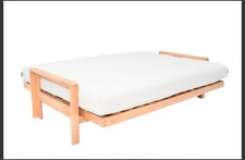 Futon Company 3 seater Sofa Bed - Solid Oak wood with underbed drawer & mattress