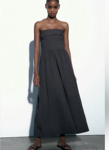 Zara black strapless smocked - zara,