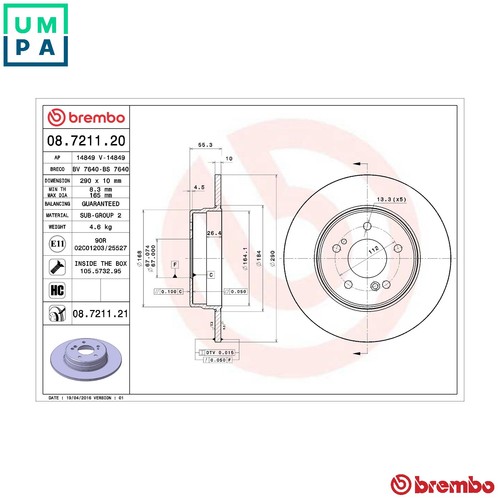 Brake disc 7211 21 for - 2x,