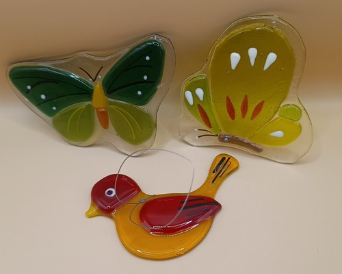 Fused glass bird butterfly - bird,