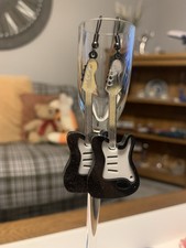 Beautiful Electric Guitar With Black Shimmering Effect 3D Acrylic Earrings